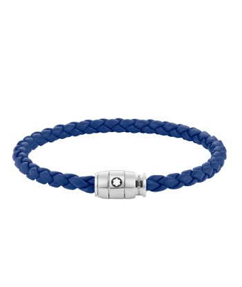 Bracelet en acier et cuir bleu avec fermeture à 3 anneaux hantent personnes