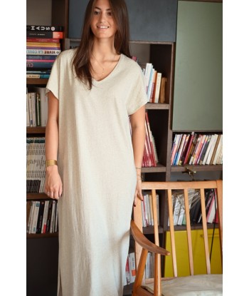 Robe longue en matière upcyclée ELODIE écru chiné Paris Déstockage Promo