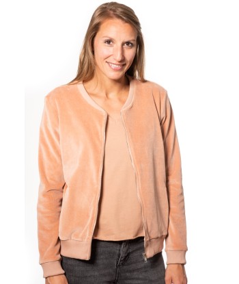 Blouson en velours bio ZIPPY SUNY rose ancien pas cheres