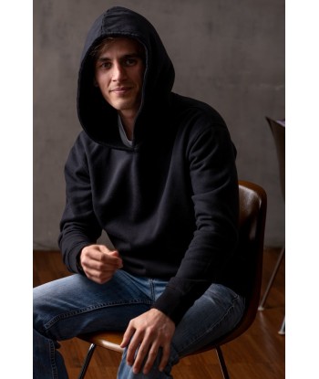 Hoodie en coton bio ALBERT noir la colonne vertébrale