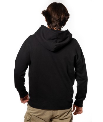 Hoodie en coton bio ALBERT noir la colonne vertébrale