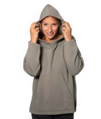 Hoodie en coton bio ALICE gris kaki les ctes