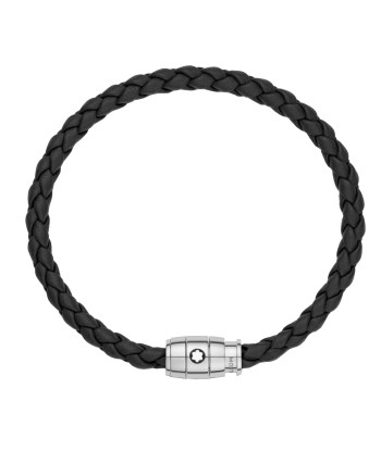 Bracelet en acier et cuir noir avec fermeture à 3 anneaux de France