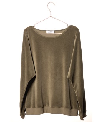 Pull en velours bio DONA kaki mousse shop