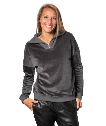 Pull en velours bio SUNY CAMIONNEUR anthracite ouvre sa boutique