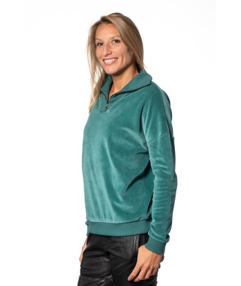 Pull en velours bio SUNY CAMIONNEUR vert pin le des métaux précieux