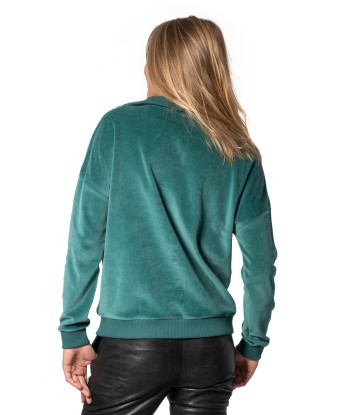 Pull en velours bio SUNY CAMIONNEUR vert pin le des métaux précieux