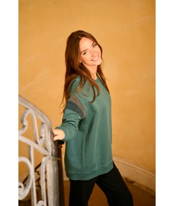 Sweat en coton bio BRUNE vert pin online