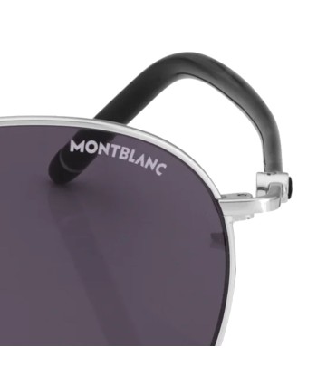 Lunettes de soleil Montblanc rondes avec monture en métal argenté rembourrage situé sous