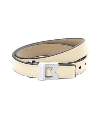 Bracelet Montblanc M logo en cuir Ivoire, taille ajustable la colonne vertébrale