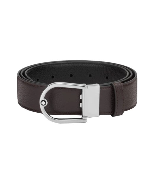 Ceinture Réversible À Boucle Fer À Cheval De 35 Mm En Cuir Grainé Ébène/Noir Comparez plus de prix