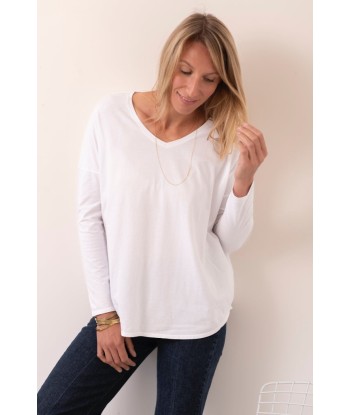 Tee shirt en coton bio EXTRA SUNY V blanc en linge