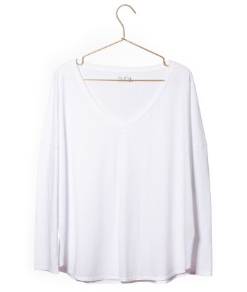 Tee shirt en coton bio EXTRA SUNY V blanc en linge