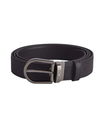 Ceinture réversible à boucle fer à cheval de 35 mm en cuir bleu nuit/noir votre